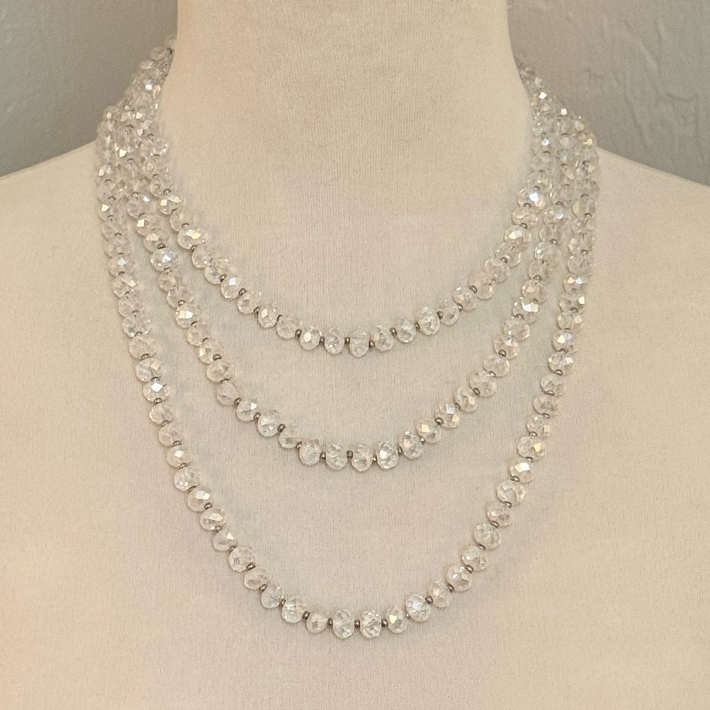 Austrian Crystal and Sterling Silver beaded long necklace